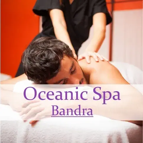 A masseuse giving a back massage to a male client at Oceanic Spa Bandra in Mumbai