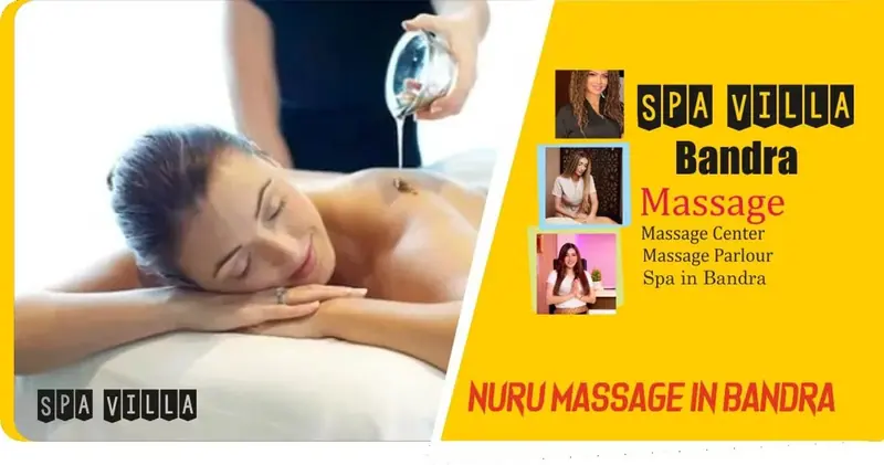 A woman lies face down on a massage table with her eyes closed while oil is poured onto her back at Spa Villa Bandra, Mumbai
